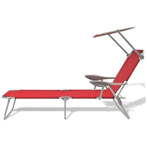 Lettino Prendisole con Baldacchino in Acciaio Rosso - Foto 2