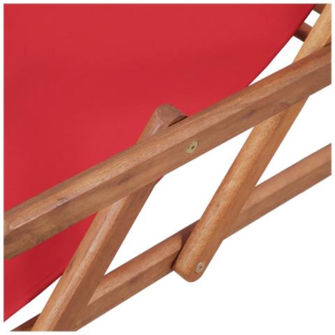 Sdraio da Spiaggia Pieghevole Telaio in Legno e Tessuto Rosso - Foto 10