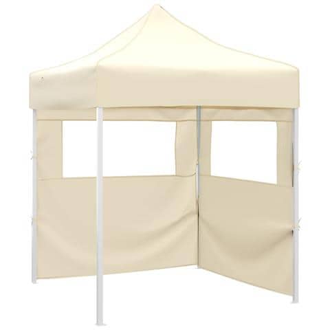 Gazebo Professionale Pieghevole Con 2 Pareti 2x2m Acciaio Crema - Foto 1
