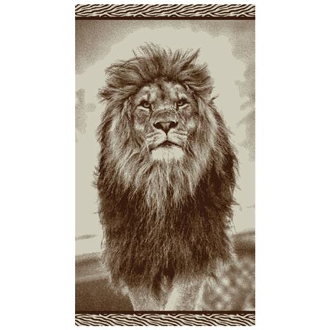 Telo Mare Jacquard Spugna Asciugamano Spiaggia Disegno Safari Leone   - Foto 1