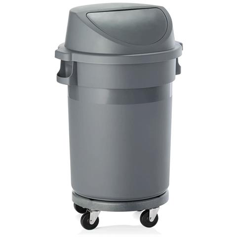 Bidone Spazzatura Con Carrello E Coperchio A Spinta, 80l - Foto 2