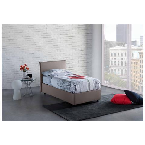 TALAMO ITALIA Letto Singolo Cira Letto Contenitore Con Rivestimento In Tessuto 100% Made In Italy Apertura Frontale Adatto Per Materasso Cm 90x200 Tortora