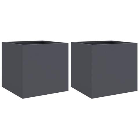 Fioriere 2 pz Antracite 32x30x29 cm in Acciaio - Foto 1