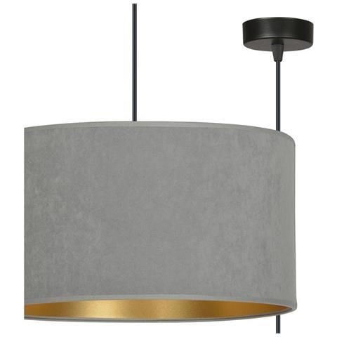 Lampada A Sospensione Hilde - Nero, Grigio - Acciaio Verniciato A Polvere, Tessuto - 35x100x35 Cm - Foto 2