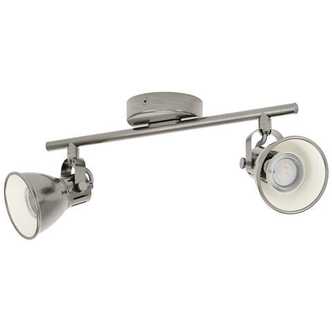 Spot Moderno Seras In Acciaio Nichel Anticato 2 Luci Gu10 3w Ip20 - Foto 1