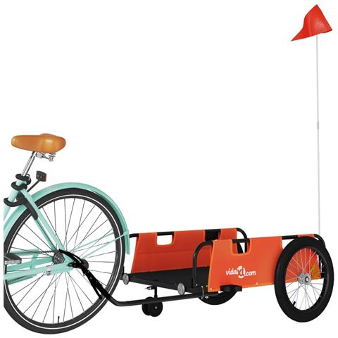 Rimorchio Da Bici Arancione E Nero In Tessuto Oxford E Ferro - Foto 3