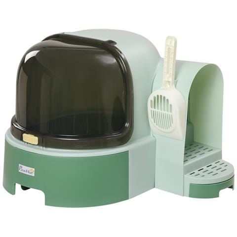 Lettiera Per Gatti Chiusa Con Coperchio Apribile E Vassoio Estraibile, 52x60x42 Cm, Verde - Foto 1
