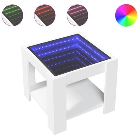 Tavolino Salotto Con Led Bianco 53x53x45 Cm Legno Multistrato - Foto 2