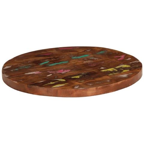 Piano Per Tavolo 50x3,8 Cm Rotondo Legno Massello Di Recupero - Foto 2
