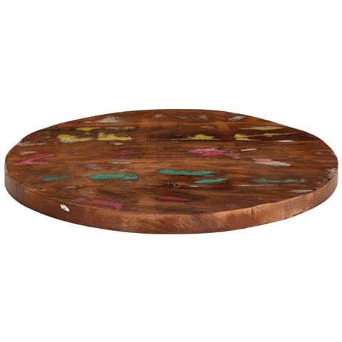 Piano Per Tavolo 50x3,8 Cm Rotondo Legno Massello Di Recupero - Foto 3