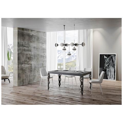 Tavolo Allungabile 90x160/264 Cm Karamay Premium Cemento Telaio Antracite - Foto 4
