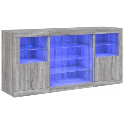Credenza Con Luci Led Grigio Sonoma 142,5x37x67 Cm - Foto 2