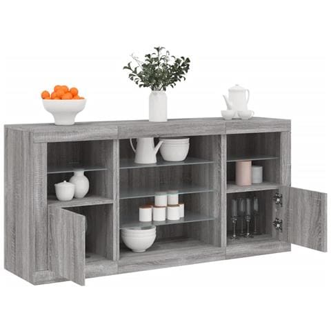 Credenza Con Luci Led Grigio Sonoma 142,5x37x67 Cm - Foto 1