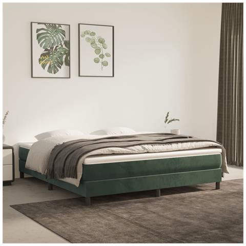 Materasso A Molle Verde Scuro 160x220x20 Cm In Velluto - Foto 1