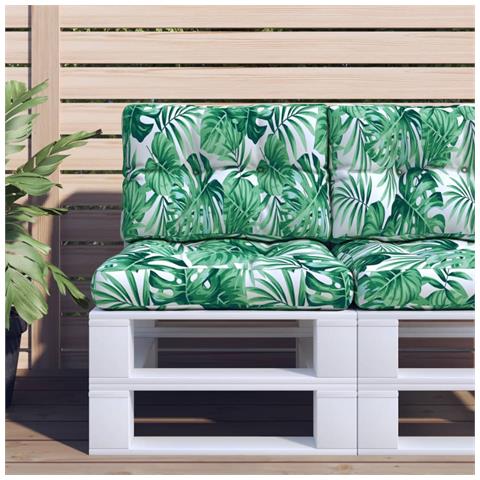 Cuscino Per Pallet Con Motivo A Foglie 50x40x12 Cm In Tessuto - Foto 1