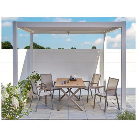 Tavolo Da Pranzo Da Giardino Tiano 160 Cm 90 Cm Metallo Tortora - Foto 1