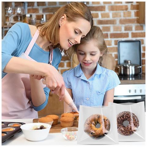 Set Di 100 Bustine Da Forno In Carta Kraft Bianca 18 X 19 Cm - Pratiche E Versatili - Foto 2