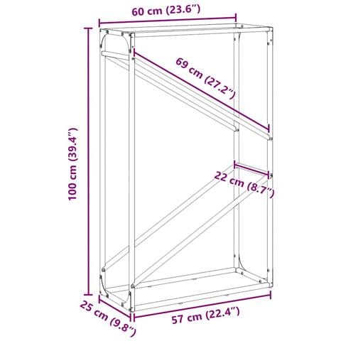 Rastrelliera per Legna da Ardere Antracite 60x25x100 cm - Foto 10