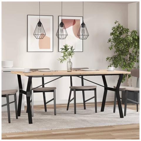 Tavolo Da Pranzo Telaio A Y 180x90x75,5 Cm Legno Pino E Acciaio - Foto 3