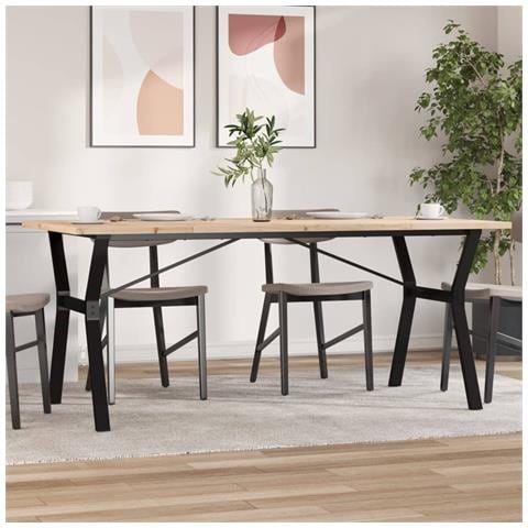 Tavolo Da Pranzo Telaio A Y 180x90x75,5 Cm Legno Pino E Acciaio - Foto 1