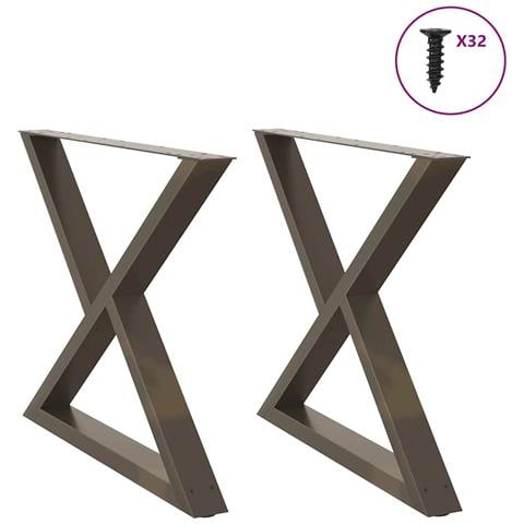 Gambe Per Tavolo Da Pranzo 2 Pz Naturale 90x(72-73,3)cm Acciaio - Foto 1