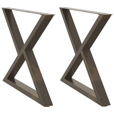 Gambe Per Tavolo Da Pranzo 2 Pz Naturale 90x(72-73,3)cm Acciaio - Foto 2