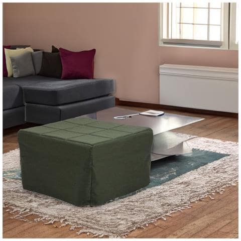 Pouf Letto Singolo Pieghevole Vega Tessuto Colore Verde Scuro - Foto 1
