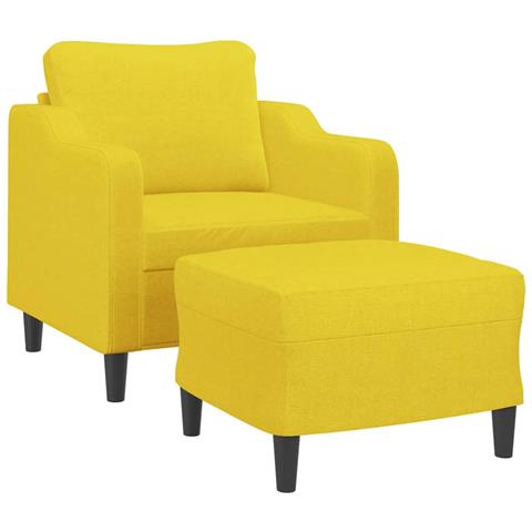 Lusso Casadino -  Poltrona Con Poggiapiedi Giallo Chiaro 60 Cm In Tessuto - Foto 2