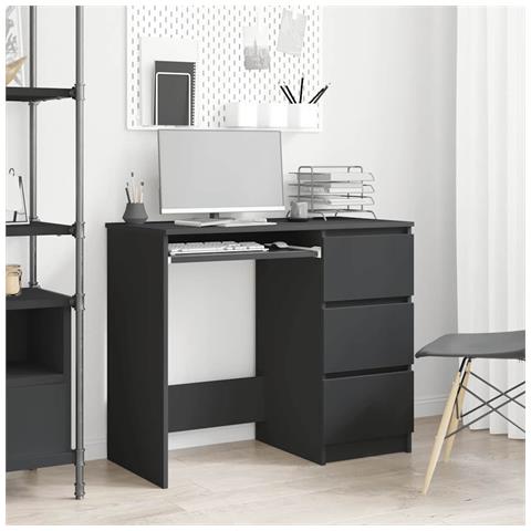 Lusso Casadino -  Scrivania Nera 90x45x76 Cm In Legno Multistrato - Foto 8