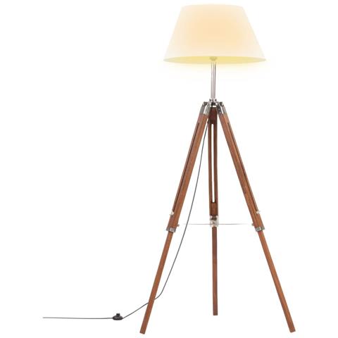 Lusso Casadino - Lampada A Treppiede Marrone E Bianco In Legno Di Teak 141 Cm - Foto 2