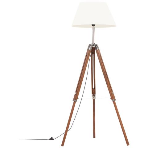 Lusso Casadino - Lampada A Treppiede Marrone E Bianco In Legno Di Teak 141 Cm - Foto 1