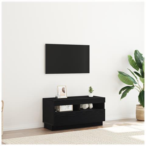 Mobile TV  con luci LED Nero Rovere 80x35x40 cm in legno ingegnerizzato - Foto 9