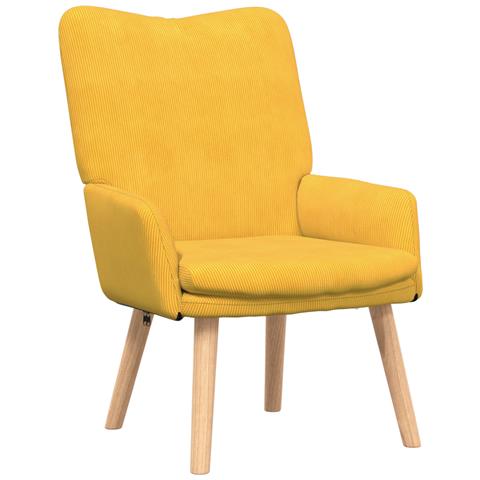 Poltrona Rilassante in Corduroy Giallo Chiaro - Foto 1