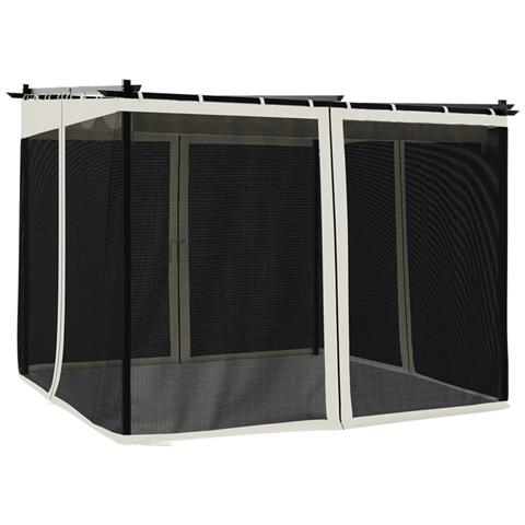 Gazebo con Pareti in Rete Crema 3x3 m in Acciaio - Foto 1