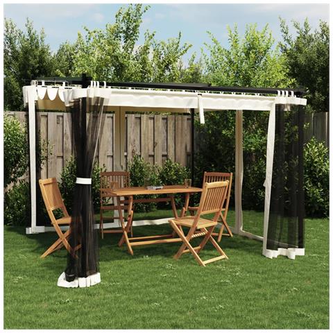 Gazebo con Pareti in Rete Crema 3x3 m in Acciaio - Foto 2