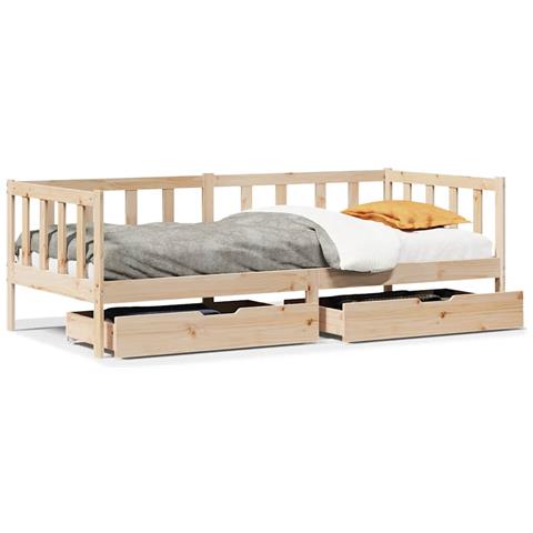 Dormeuse con Cassetti 90x190 cm in Legno Massello Pino - Foto 1