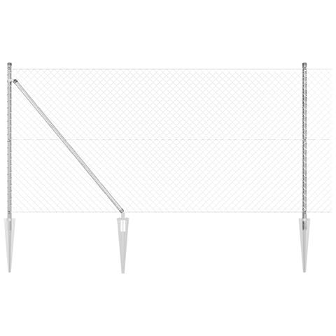 Recinzione a Maglie d'Acciaio con 7 Pali a Punta 1x10 m in Acciaio Zincato - Foto 1