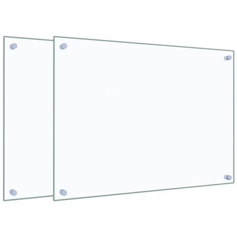 Paraschizzi per Cucina 2 pz Trasparente 70x50cm Vetro Temperato - Foto 1