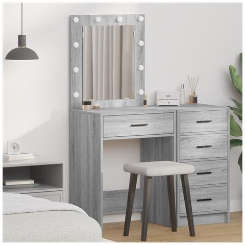 Tolette con luci LED Grigio Sonoma 50x41x135 cm - Foto 2