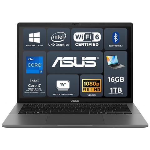 Notebook Vivobook S14 S3407va-ly008w Intel Core I7-13620h 16gb Intel Uhd Graphics Ssd 1tb 14” Wuxga Win11 Home Tastiera Retroilluminata - Foto 1