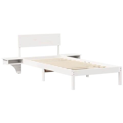 Rete letto con comodini Bianco Legno di pino massello - Foto 1