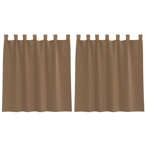 Tende in Voile con Passanti 2 pz Marrone Chiaro 140x140 cm - Foto 1