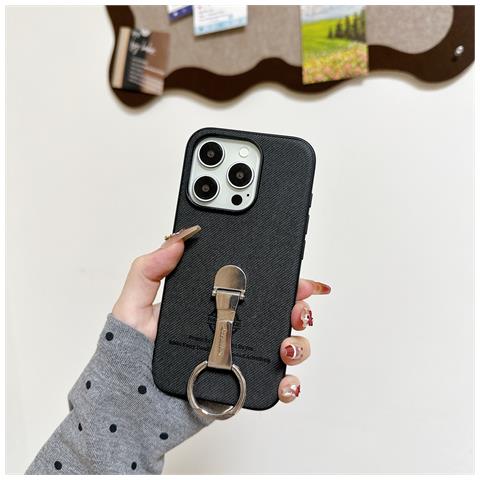 Custodia In Pelle Pu Nera Compatibile Con Iphone 17 Con Anello Girevole A 360° - Foto 6