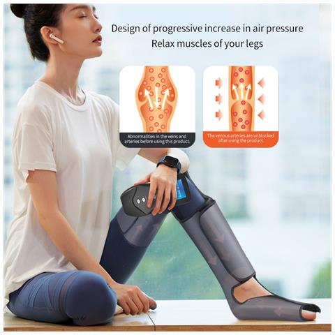 Massaggiatore Ad Aria Per Gambe (coppia) - Terapia Elettrica A Compressione Per Uso Domestico Blue - Foto 5