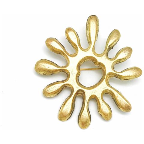 Spilla Rotonda Irregolare, Zama Placcata Oro, 5,5 Cm - Foto 1