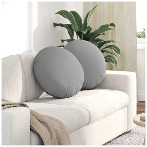Cuscini per Seduta 2 pcs Grigio Nuvola Ø50 x 19 cm Tessuto - Foto 2