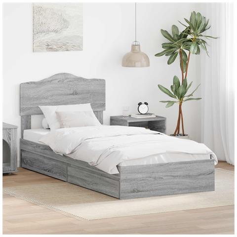 Letto con Contenitore con testiera Grigio Sonoma 90 x 200 cm - Foto 2