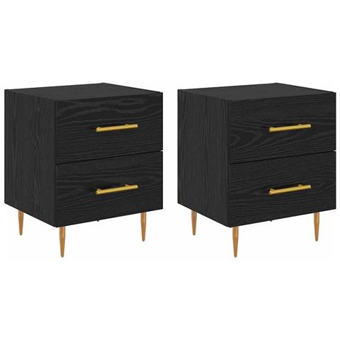 Armadio da Notte 2 pcs Rovere Nero 40 x 35 x 47,5 cm - Foto 1