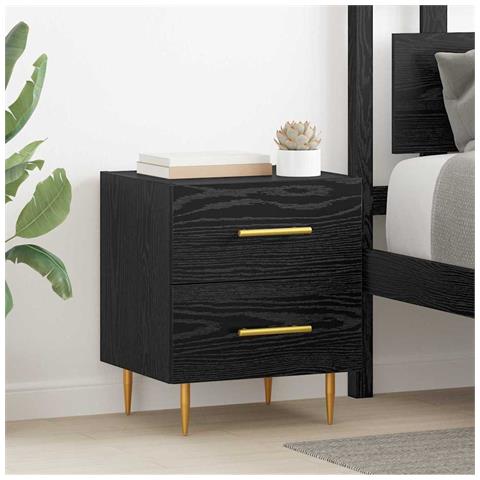 Armadio da Notte 2 pcs Rovere Nero 40 x 35 x 47,5 cm - Foto 2