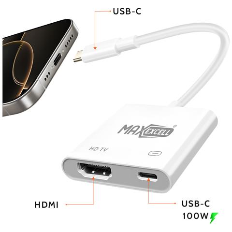 Adattatore Video Hdmi A Usb-c Ultra-hd 4k Con Ricarica Rapida Usb-c Da 100w, Bianco - Foto 2